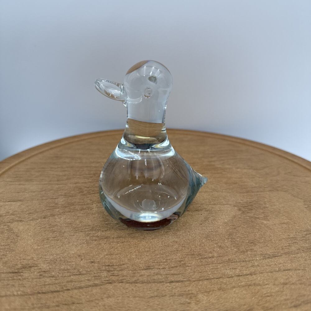 Paperweight Duck Clear Art Glass Interpur Made In Taiwan 4" Tall Figurine VTC